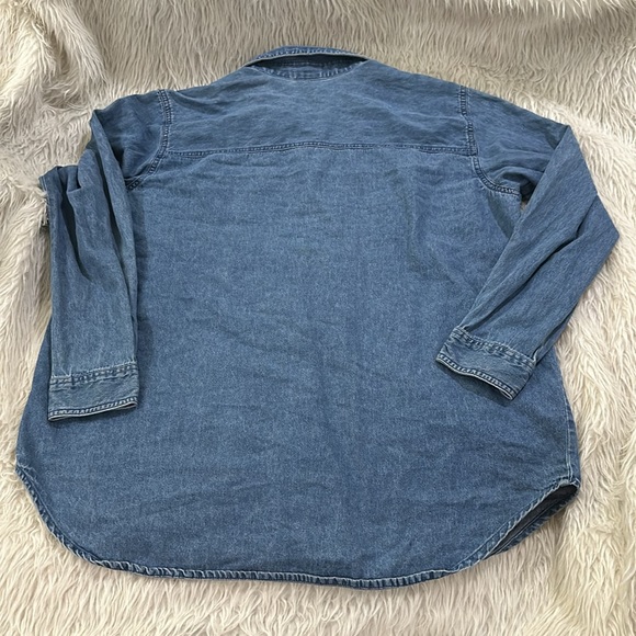 Bobbie brooks Christmas holiday denim cotton button down embroidered top… - Picture 5 of 6